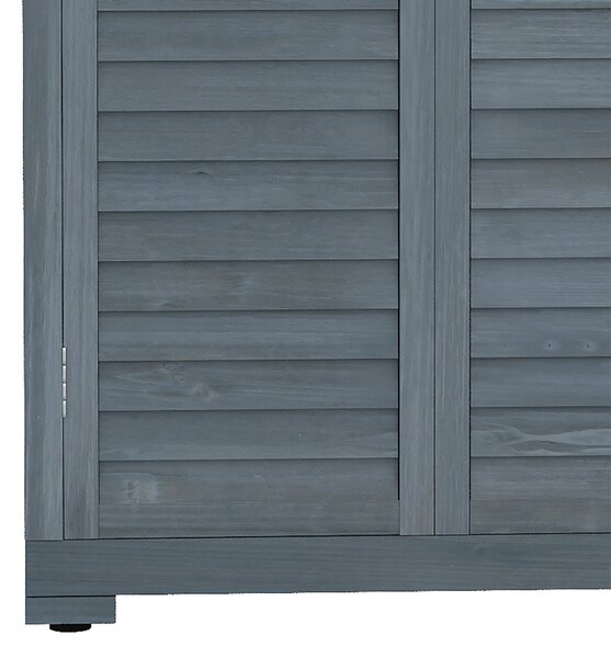 Dřevěná kůlna Outsunny 0,31 m² 87x46,5x160 cm - Dřevěný skříň pro venkovní použití s 2 dveřmi a 2 vnitřními policemi na terasu | Aosom
