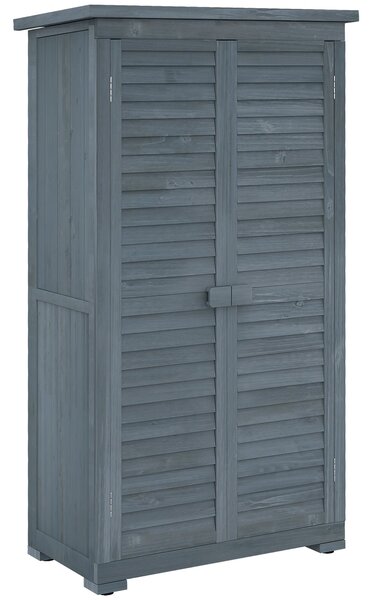 Dřevěná kůlna Outsunny 0,31 m² 87x46,5x160 cm - Dřevěný skříň pro venkovní použití s 2 dveřmi a 2 vnitřními policemi na terasu | Aosom