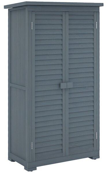 Dřevěná kůlna Outsunny 0,31 m² 87x46,5x160 cm - Dřevěný skříň pro venkovní použití s 2 dveřmi a 2 vnitřními policemi na terasu | Aosom