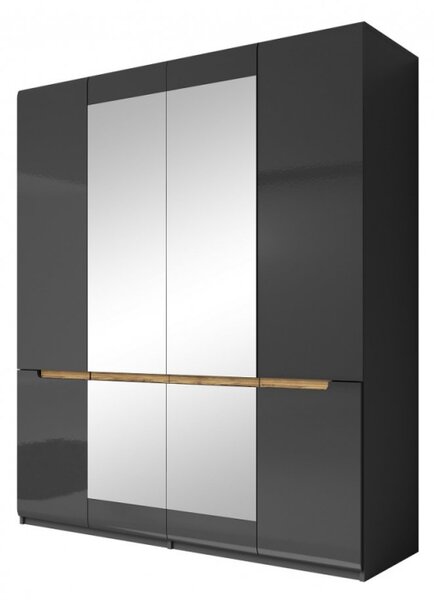 Čtyřdveřová skříň HACHI se dvěma zrcadly - šířka 181 cm, antracit