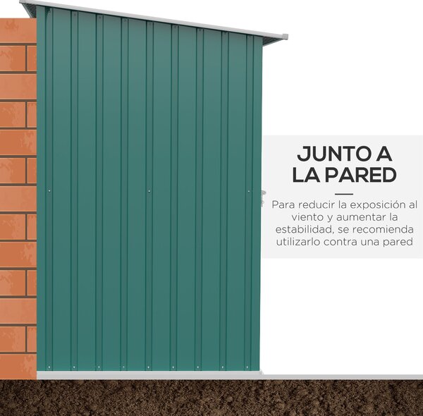 Zahradní kůlna Outsunny 0,92 m² 100x103x160 cm - Kovová kůlna se 1 dveřmi a zámkem na nářadí pro terasu | Aosom