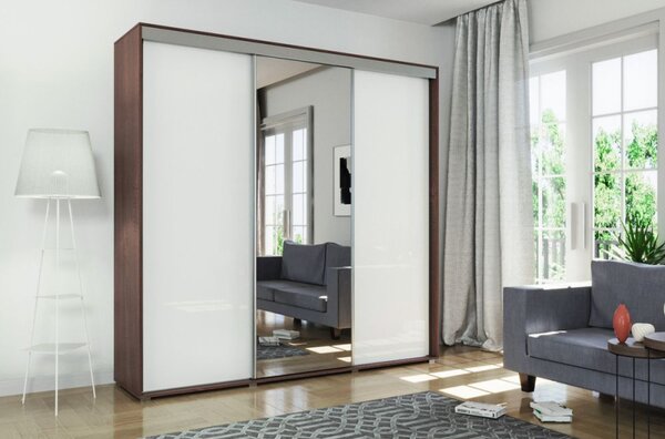 Prostorná šatní skříň se zrcadlem MATEO, šířka 278 cm