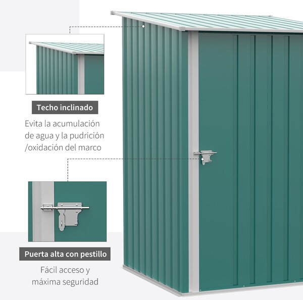 Zahradní kůlna Outsunny 0,92 m² 100x103x160 cm - Kovová kůlna se 1 dveřmi a zámkem na nářadí pro terasu | Aosom