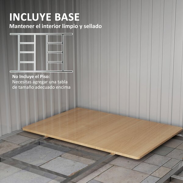 Zahradní kůlna Outsunny 258x206x178 cm 5.3m² s posuvnými dveřmi a ventilací pro ukládání zahradních nástrojů Zelená | Aosom