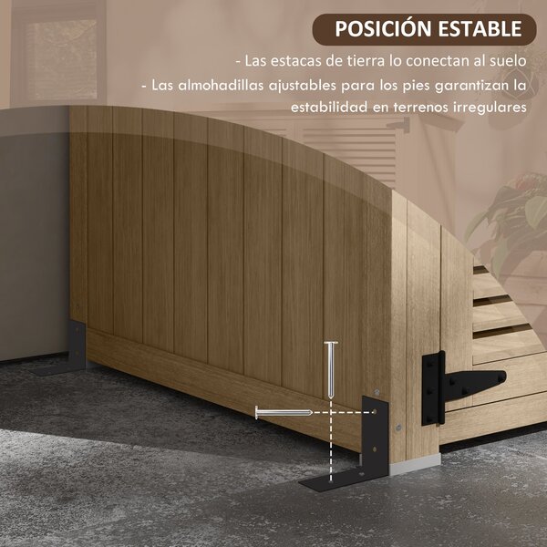 Outsunny Dřevěná Kůlna 0.83 m² 127x65x168 cm Exteriérový Dřevěný Kroužek se 2 Závěsnými Dveřmi, 2 Policemi, 2 Rukojeťmi a Voděodolnou Stříškou pro Zah