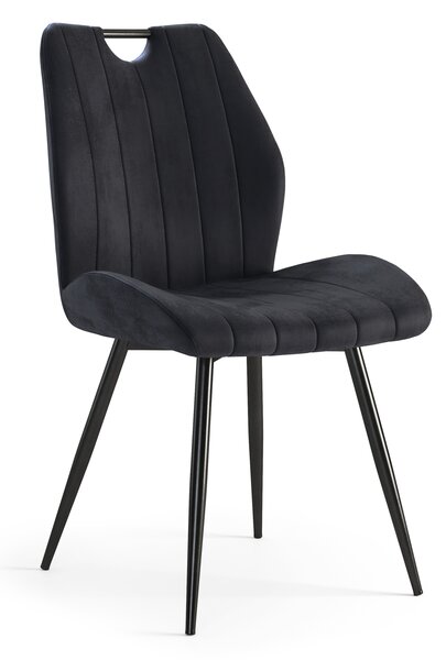 MAZZONI EXPORT ARNO Černá (látka Bluvel 19) - MODERNÍ ŽIDLE ČALOUNĚNÁ DO OBÝVACÍHO POKOJE / JÍDELNY S DRŽADLEM VELVET
