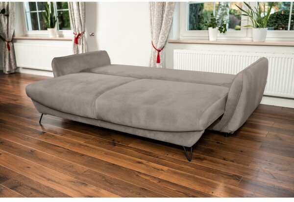 Béžová žinylková rozkládací/s úložným prostorem pohovka 236 cm Silva – ELTAP