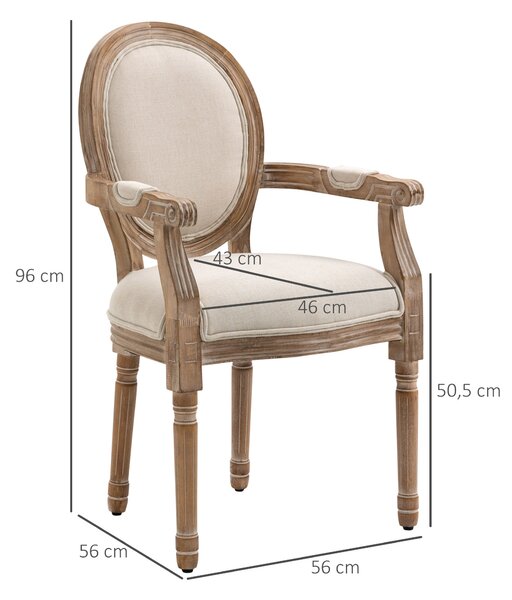HOMCOM Jídelní židle Kuchyňská židle s imitací lnu, Jídelní židle, Křeslo s opěradlem, Dřevěné nohy, Čalouněná židle do 150 kg, pro Obývací pokoj, Kuc