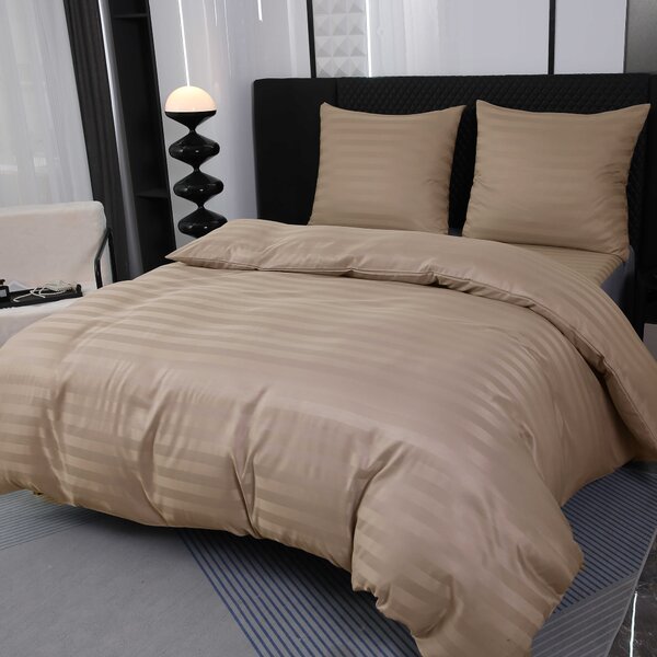 Hotelové povlečení z mikrovlákna JASMINE béžové - proužek 2 cm Rozměr povlečení: 70 x 90 cm | 140 x 220 cm