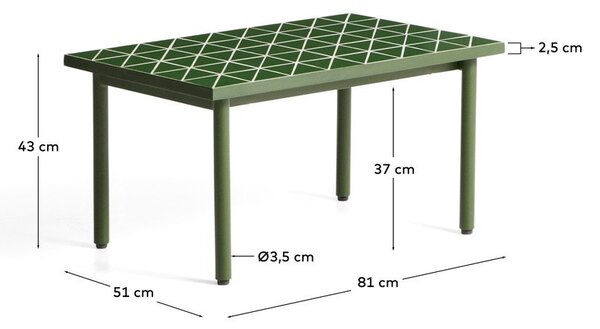 Zahradní stolek s keramickou deskou 51x81 cm Maurina – Kave Home