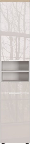 Krémová lesklá vysoká/úzká koupelnová skříňka 39x190 cm Tavira – Germania