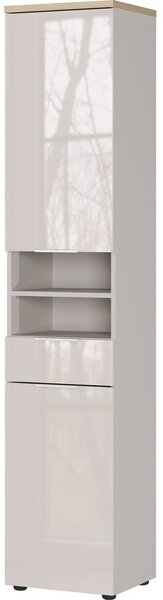 Krémová lesklá vysoká/úzká koupelnová skříňka 39x190 cm Tavira – Germania