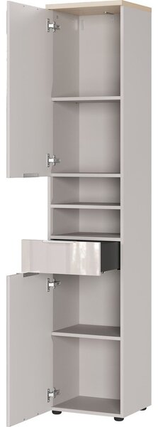 Krémová lesklá vysoká/úzká koupelnová skříňka 39x190 cm Tavira – Germania