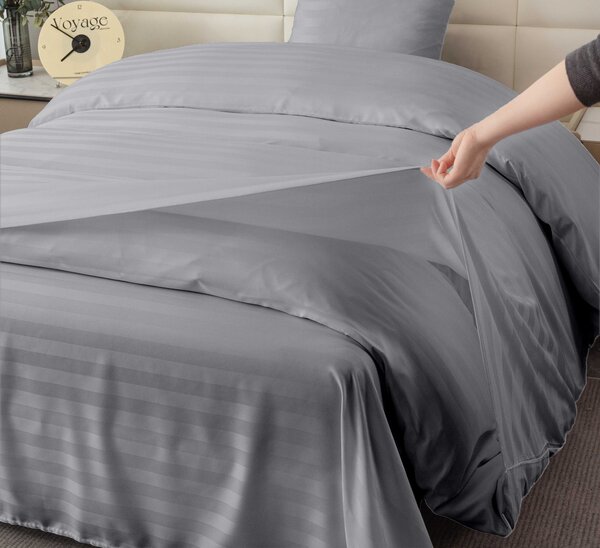 Hotelové povlečení z mikrovlákna JASMINE světle šedé - proužek 2 cm, hotelová kapsa Rozměr povlečení: 70 x 90 cm | 140 x 200 cm