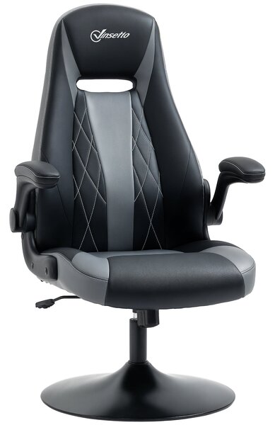 Vinsetto Ergonomická herní židle s otočným kovovým základním kruhem 360° s výškově nastavitelným podhlavníkem a skládacími opěrkami | Aosom