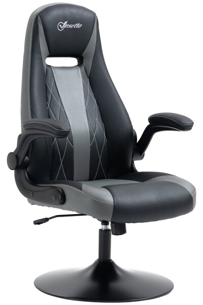 Vinsetto Ergonomická herní židle s otočným kovovým základním kruhem 360° s výškově nastavitelným podhlavníkem a skládacími opěrkami | Aosom
