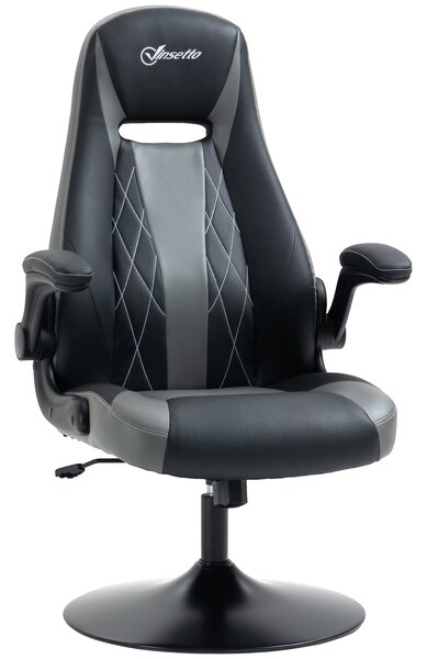 Vinsetto Ergonomická herní židle s otočným kovovým základním kruhem 360° s výškově nastavitelným podhlavníkem a skládacími opěrkami | Aosom