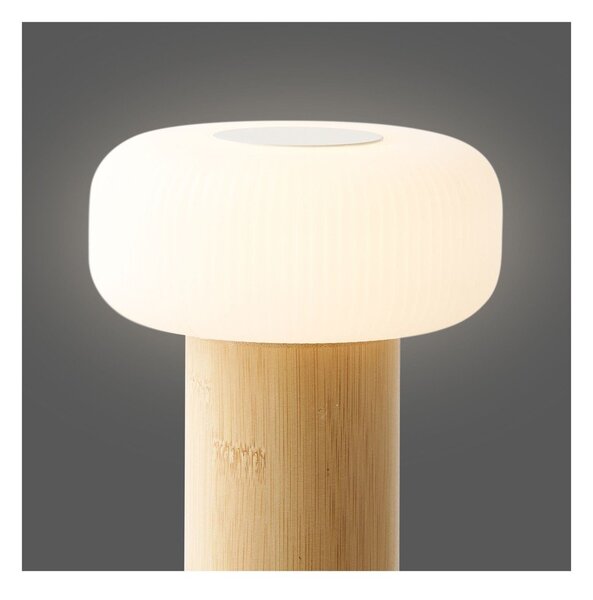 Bílá/v přírodní barvě bambusová stolní lampa s plastovým stínidlem (výška 18 cm) Stafford – House Nordic