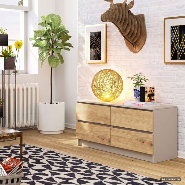 Ak furniture Komoda CLP 4SZ 120 cm kašmír/dub Artisan