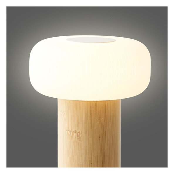 Bílá/v přírodní barvě bambusová stolní lampa s plastovým stínidlem (výška 18 cm) Stafford – House Nordic