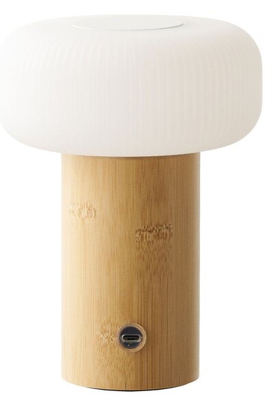 Bílá/v přírodní barvě bambusová stolní lampa s plastovým stínidlem (výška 18 cm) Stafford – House Nordic