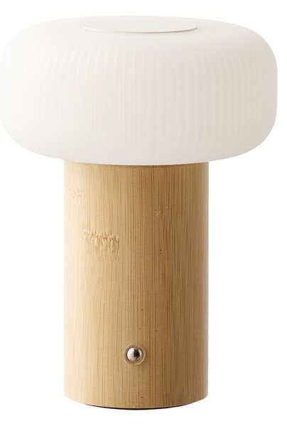 Bílá/v přírodní barvě bambusová stolní lampa s plastovým stínidlem (výška 18 cm) Stafford – House Nordic