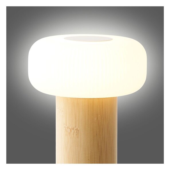 Bílá/v přírodní barvě bambusová stolní lampa s plastovým stínidlem (výška 18 cm) Stafford – House Nordic