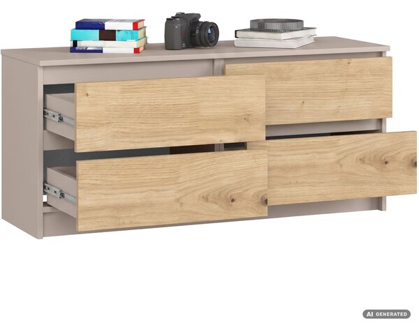 Ak furniture Komoda CLP 4SZ 120 cm kašmír/dub Artisan