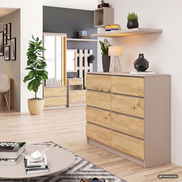 Ak furniture Komoda CLP 8SZ 120 cm kašmír/dub Artisan