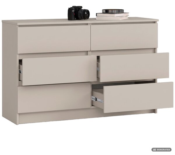 Ak furniture Komoda CLP 6SZ 120 cm kašmír