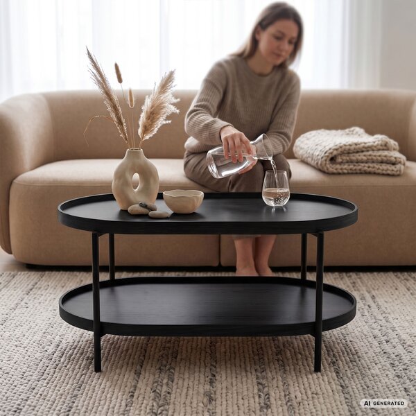 Ak furniture Konferenční stolek Cortado 90 cm černý