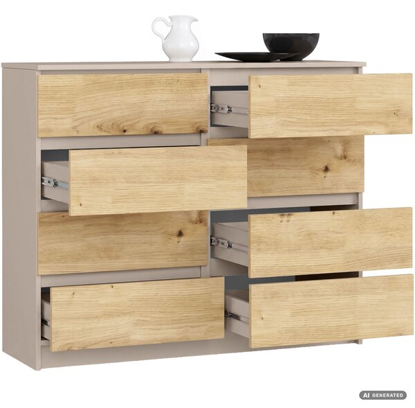 Ak furniture Komoda CLP 8SZ 120 cm kašmír/dub Artisan