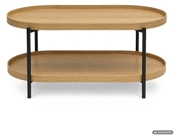 Ak furniture Konferenční stolek Cortado 90 cm černý/dub přírodní