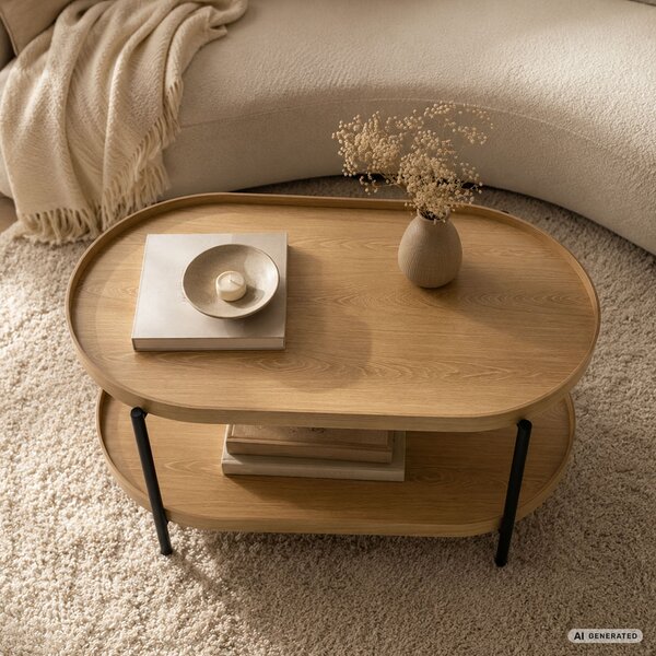 Ak furniture Konferenční stolek Cortado 90 cm černý/dub přírodní