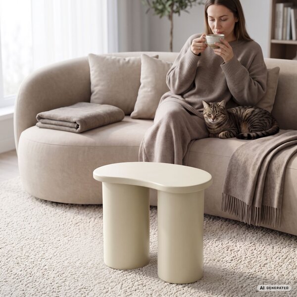 Ak furniture Konferenční stolek Cube 41 cm krémový