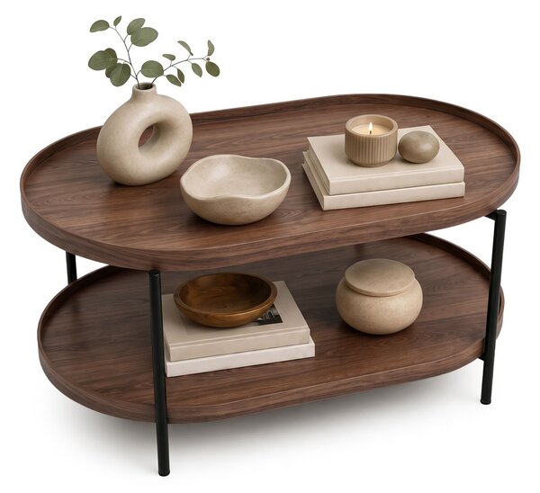 Ak furniture Konferenční stolek Cortado 90 cm černý/ořech