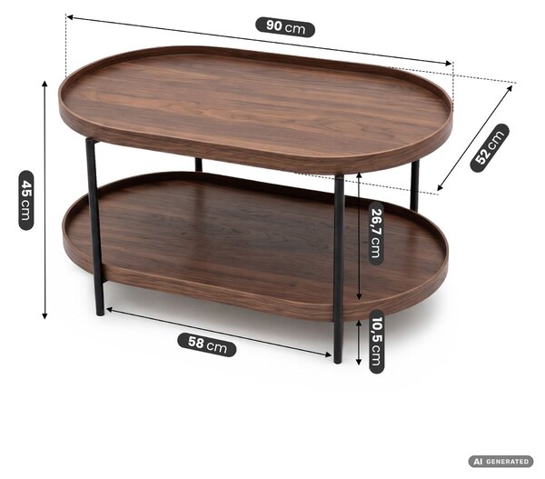 Ak furniture Konferenční stolek Cortado 90 cm černý/ořech