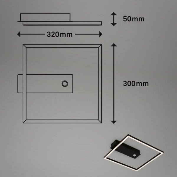 Briloner 3770-015 -LED Strop svít se sen FRAME LED/14W/230V 3000K 32x30 cm černá