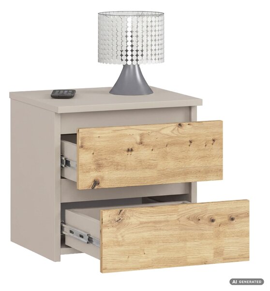 Ak furniture Noční stolek CL2 40 cm kašmír/dub Artisan