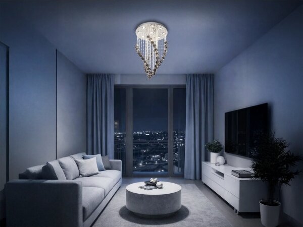 LED Křišťálové stropní svítidlo NAURU LED/30W/230V pr. 40 cm chrom/černá + DO