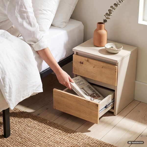 Ak furniture Noční stolek CL2 40 cm kašmír/dub Artisan