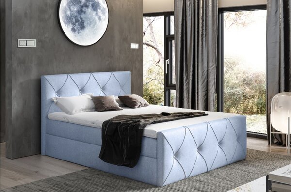 Kontinentální postel 120x200 CARMEN LUX - světle modrá + topper ZDARMA