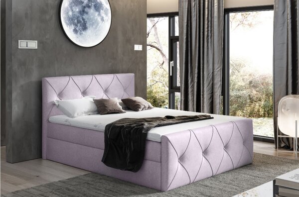 Kontinentální postel 140x200 CARMEN LUX - fialová + topper ZDARMA