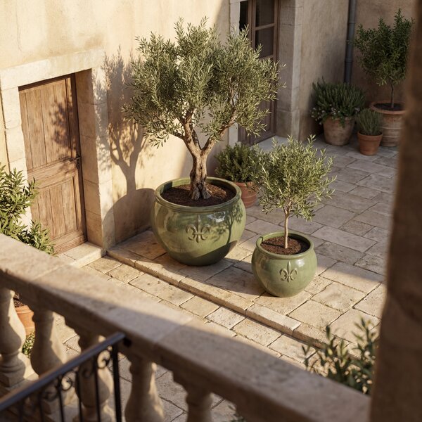 Keramický květináč Clovis - Nefritově perlová XL (53 cm x 43 cm)