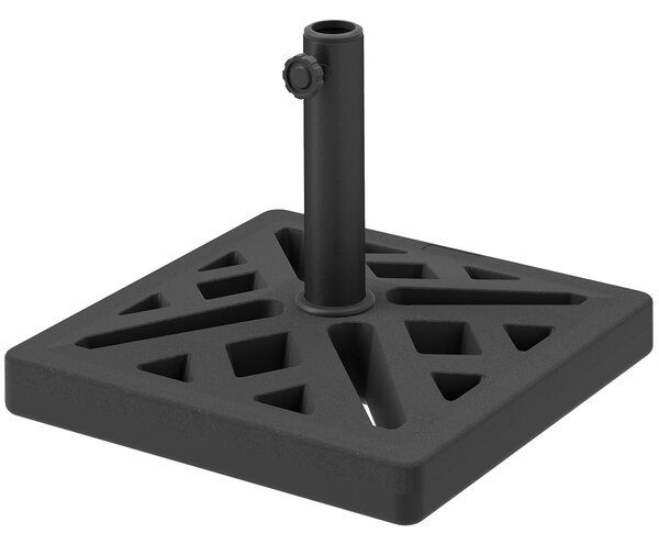 Outsunny Čtvercový Stojan na Slunečník 15 kg, Betonový Stojan na Slunečník, Stojan pro Tyče Ø 32, 38, 48 mm, Perforovaný Design, Stojan na Terasu pro