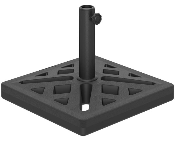 Outsunny Čtvercový Stojan na Slunečník 15 kg, Betonový Stojan na Slunečník, Stojan pro Tyče Ø 32, 38, 48 mm, Perforovaný Design, Stojan na Terasu pro