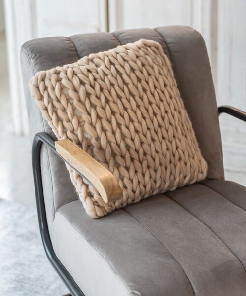 Pletený přírodní polštář Tricot crema - 40*40 cm - J-Line by Jolipa