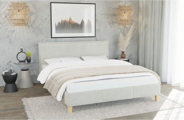 Béžová čalouněná dvoulůžková postel s roštem 200x200 cm Tina – Ropez