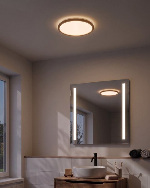 LED stropní světlo VELORA s dálkovým ovládáním se stmívačem Světle hnědá