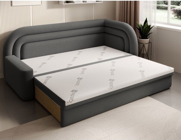 Taupe sametová rozkládací/s úložným prostorem pohovka pravý roh 223 cm Fabillo – ELTAP